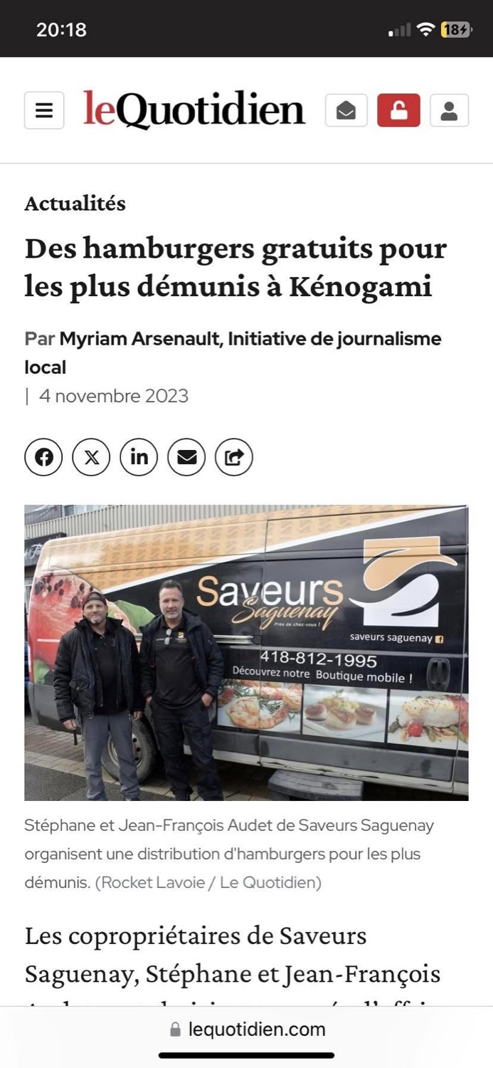 Saveurs Saguenay redonne à la communauté